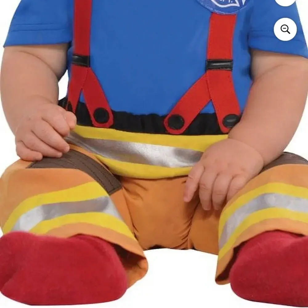 Amscan Fireman Halloween Costume with Jumpsuit & Hat for Infant 6-12 Months New